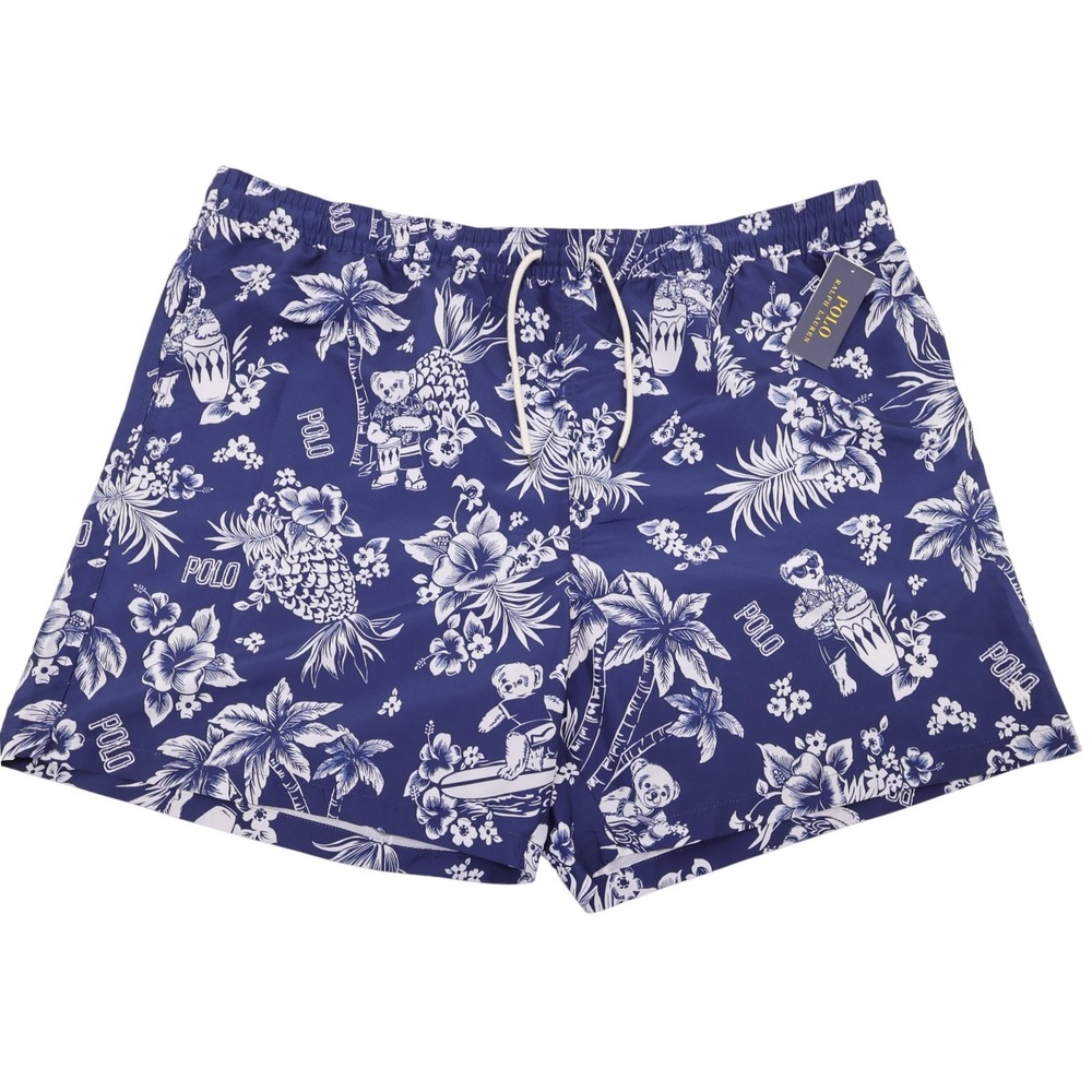 NEW Polo Ralph Lauren Polo Bear Swim Trunks Navy Blue Mens 4XB Mesh Liner Shorts